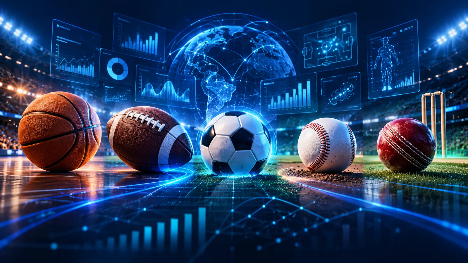 Five sports with illustrative sports data charts